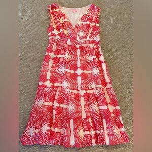 Lilly Pulitzer Pink and White Tiered Ruffled Sundress